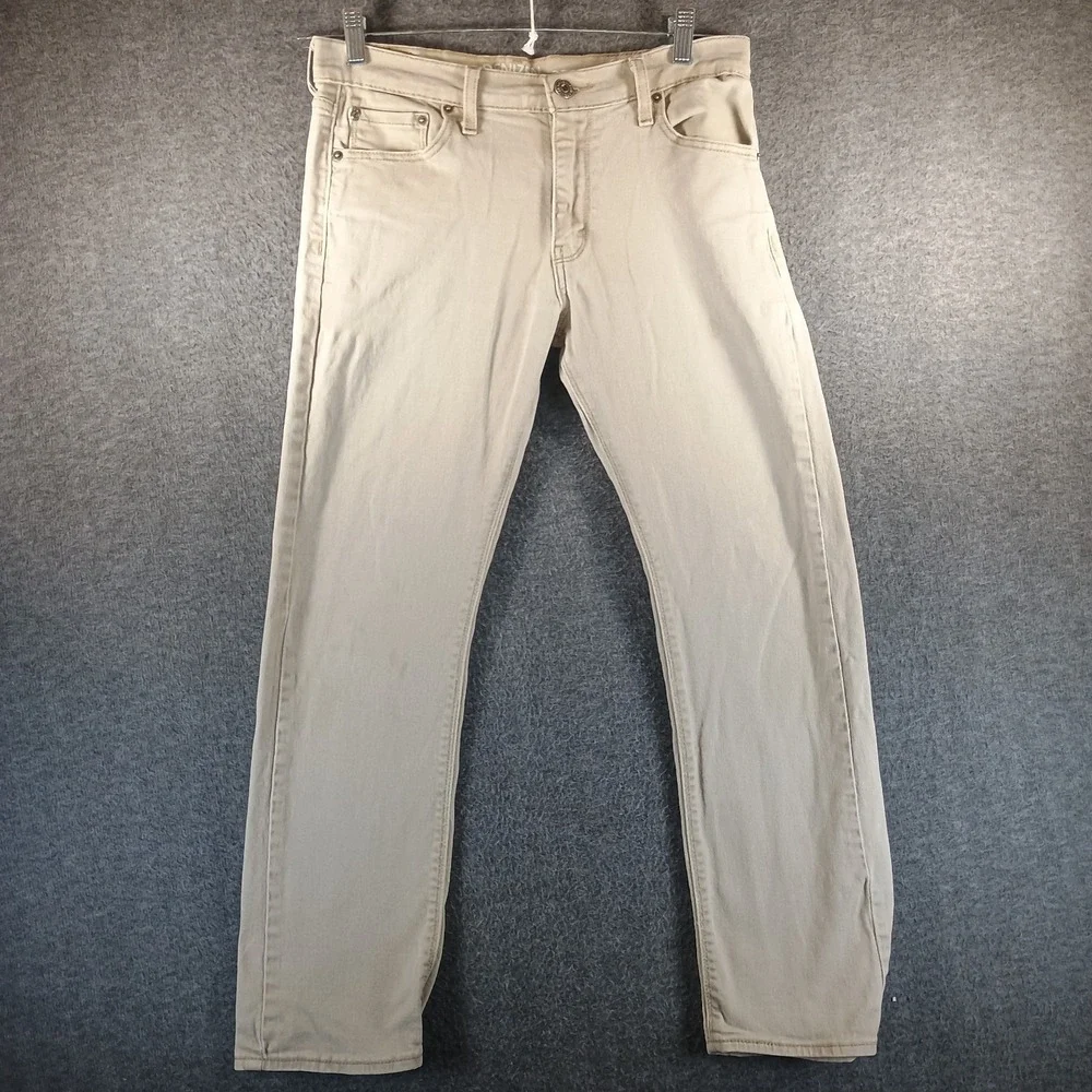Levis Denizen 232 Slim Straight Fit Jeans Mens 30x30 Tan Beige Pockets Zipper